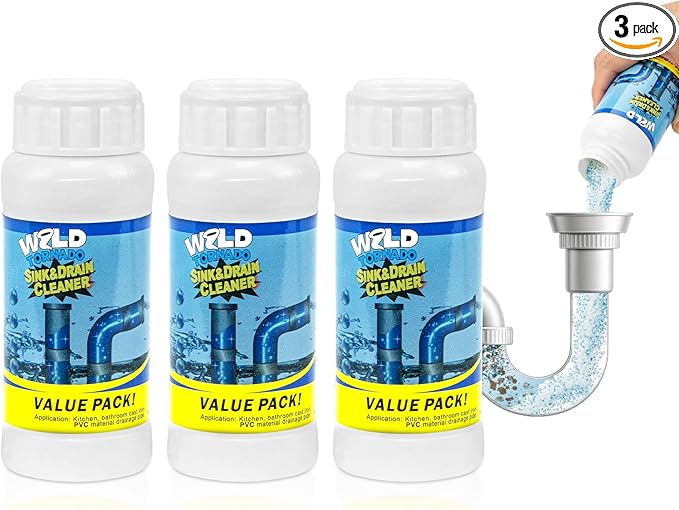 Drain Cleaner Powder, Powerful Pipeline Dredging Agent, Kitchen Unblocker, Sink and Drain Cleaner Powder for Kitchen Toilet（3Pcs）