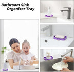 Silicone Bathroom Soap Dishes with Drain Spout-Bathroom and Kitchen Sink Organizer,Sponge Holder,Dish Soap Tray,Perfect for Dispenser,Scrubber,Bottle,Cup on Sink or Counter-Purple 4.9"×3.2"