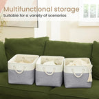 Large Storage Baskets- 15x11x10 inch Storage Bins for Shelves and Closet Organizing, Foldable Fabric Bin for Home Organization Clothes and Laundry (1-Pack, White&Gray)