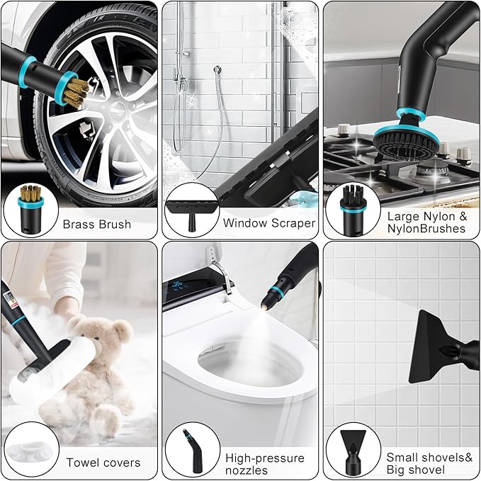 Steam Cleaner for Home, 2500W Portable Handheld Steamer for Cleaning, Large Capacity Tank Pressurized Steam Cleaning Machine for Car, Bathroom, Kitchen, Furniture, Grout, Floor, Tile