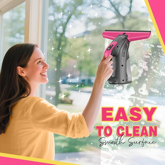 Streak-Free, Powerful and Cordless Window Vacuum Squeegee, Strong Suction and Lightweight Window Cleaner Gift with Microfiber Cloth Deep Cleans Window, Shower Glass, Mirror and Car Windshield