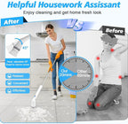 Qimedo Upgrade Rechargeable Electric Scrubber for Cleaning, 45-inch Handheld Spin Scrubber with Extended Long Handle, Cordless Power Dish Scrubber with 6 Brushes for Bathtub Grout Tile Floor