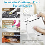 Automatic Foaming Soap Dispenser Touchless 380ml/12.8oz Rechargeable Hand Soap Dispenser Wall Mounted 4 Levels Adjustable Foam Soap Pump for Bathroom Kitchen Dish Soap