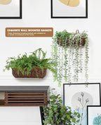 AceList Wall Hanging Basket, Boho Style Hand-Woven Hanging Storage Baskets - Set of 2, Ideal for Boho Room Decor, Kitchen, Garden, and Living Room(Brown)