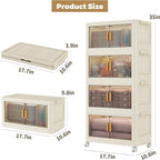 28 Qt Plastic Storage Bins with Lid, Collapsible Closet Organizer and Storage Drawers, Stackable Storage Containers with Wheels, Clothes Storage Cabinet Home Organization, 4Pack