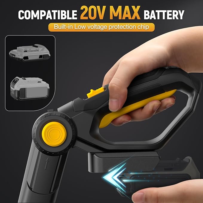 Cordless Tiller Cultivator Fit for DeWALT 20v Max Battery, 360RPM Electric Rototiller 7.8″ Tilling Width & 5″ Depth for Gardening & Farming(Battery not Included)