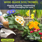 Supply Solutions Gardening Tools - Perfect Garden Tools for Women or Men - Small Heavy Duty Gardening Hand Tools with Trowel, Transplanter, Fork, Rake, and Cultivator - Ergonomic Design Gardening Kit