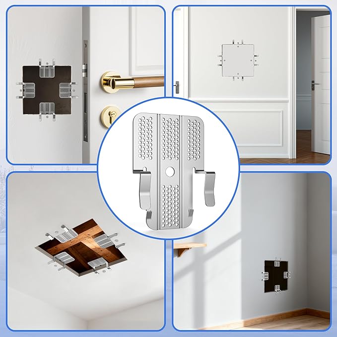 52 Pack Drywall Repair Clip, Drywall Clips Repair with 104 Screws Fits 1/2" and 5/8" Panels, Stainless Steel Drywall Fastener Repair Clips Kit for DIY Damaged Walls Repairing