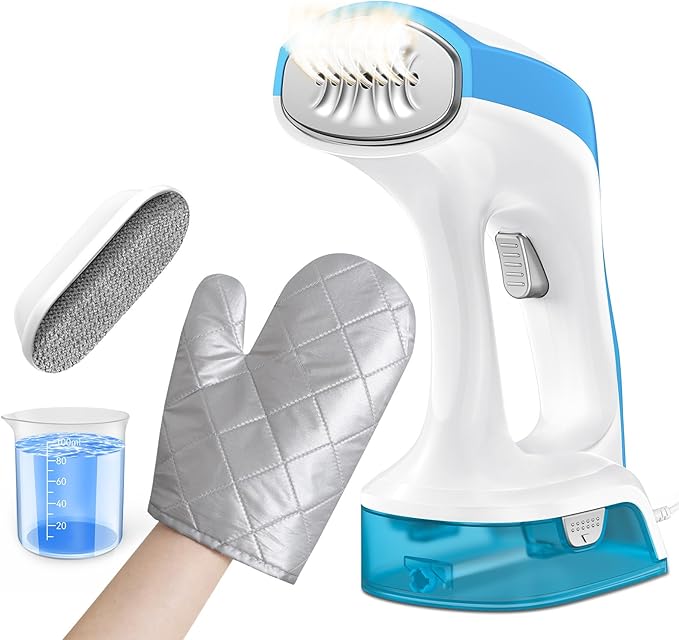 Steamer for Clothes, 2in1 Handheld Garment Steamer and Iron, Fast Heat-Up, Large Leak-Proof Water Tank, Anti-Spit Technology, 1000W Portable Steamer for Wrinkles, Safe on All Fabrics
