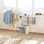 KINGBOARD Clothes Drying Rack, Laundry Drying Rack with Height-Adjustable, Foldable Gullwing for Easy Storage, No Assembly, Indoor Outdoor Use, 56.4" D x 21.6" W x 39.3" H, Blue