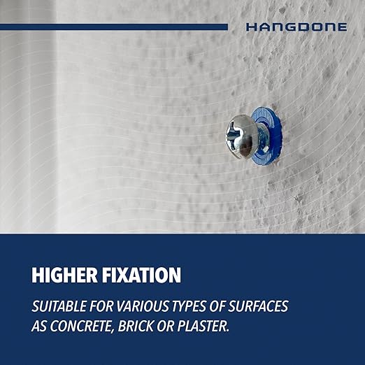 Ribbed Wall Anchors #10-#12 1-1/4-Inch with Screws 100-Pack, Blue, Plastic Anchor for Drywall/Concrete, Pan Head Phillips Screw Included
