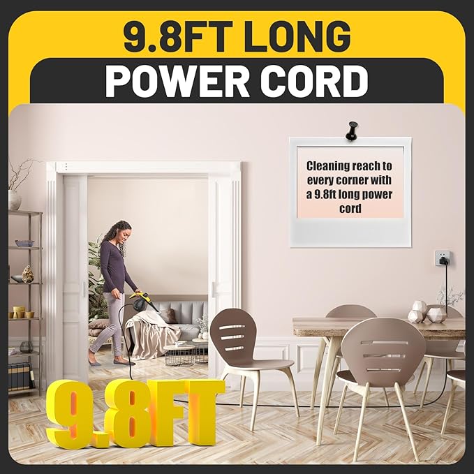 Pressurized Handheld Steam Cleaner with 10pcs Accessories & Safety Lock, Multi-Purpose & Powerful Portable Steamer for Cleaning, Home Use, Car, Bathroom, Shower, Upholstery, Grout, Window, Grease