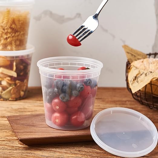 CIAO! 24OZ PP Injection Molded Soup-Deli Container with LLDPE Lid, Microwavable and BPA Free (240/240 combo pack)