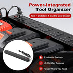 3 layers power tool organizer Loads 150lbs with 10 Cordless Drill Holder and 8 Outlet Power Strip,it’s good choice for husband birthday gift,black