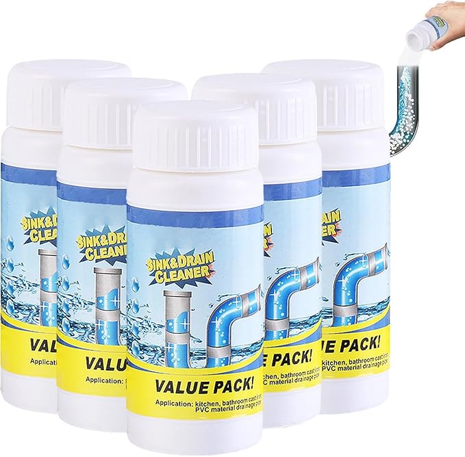 2026 Upgraded Sink Drain Cleaner, Multi-functional Sink and Drain Cleaner Powder Cleaning, Drains Foam Cleaner, Powerful Pipe Dredging Agent for Home Kitchen Toilet (5Pcs)