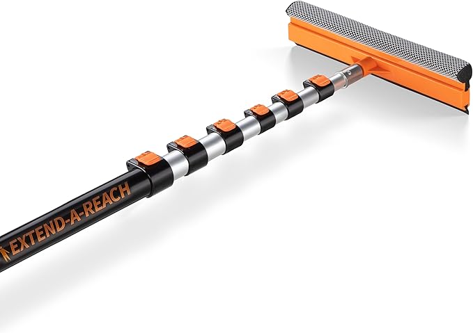 5-30 ft Window Washer Squeegee Kit with Extension Pole (36+ Foot Reach) // Long Handle Squeegee for Window Cleaning & Car Cleaning Multi-Use//Telescopic Professional Window Cleaning Squeegee for Home