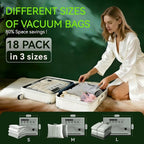 Vacuum Bags for Travel - USB Electric Pump, 18 Pack Carry-on Size Vacuum Seal Bags for Clothing - Space Saver Vacuum Storage Bags for Luggage, Travel Essentials.
