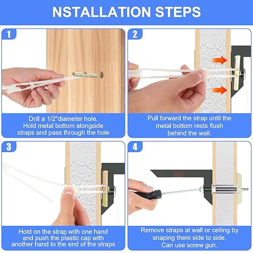 20 Pcs Drywall Anchor with Included Bolts for 1/4”-20, Heavy Duty Hollow Drywall Anchors for TV Mounting Kit, Strong Hollow Wall Anchors Holds up to 270lbs Each in 1/2” Drywall, 20 Packs