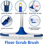 ITTAHO Floor Scrub Brush with Long Handle - 53" Deck & Grout Cleaner Brush Set for Tile, Marble, Stone, Bathroom, Patio, Garage, Deck & Floor Cleaning