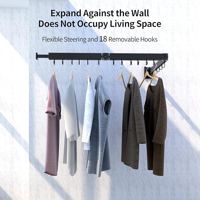 Foldable Clothes Drying Rack, 3 Fold Laundry Drying Rack Wall Mount, [No Drilling] Folding & Durable Space Saver for Laundry, Balcony, Bathroom, Patio, Dormitory, Apartment-White