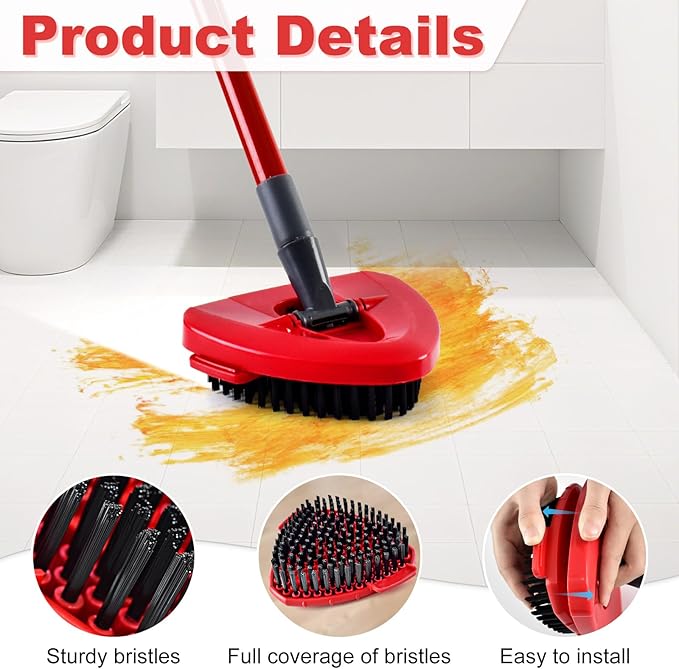 Scrubber Mop Head for Ocedar, Upgrade Scrub Brush for Ocedar, Spin Mop Scrub Brush Head for Ocedar EasyWring 1-Tank, More Bristles Scrub Brush Attachment for Bathroom