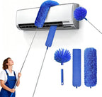 Cobweb Duster with Extension Pole, Washable Cleaning Duster Kit with 3 Duster Heads, Cobweb Duster, Corner Brush, Gap Dust Cleaner, Telescoping Pole for Ceiling Fan, Long Duster for high Ceilings