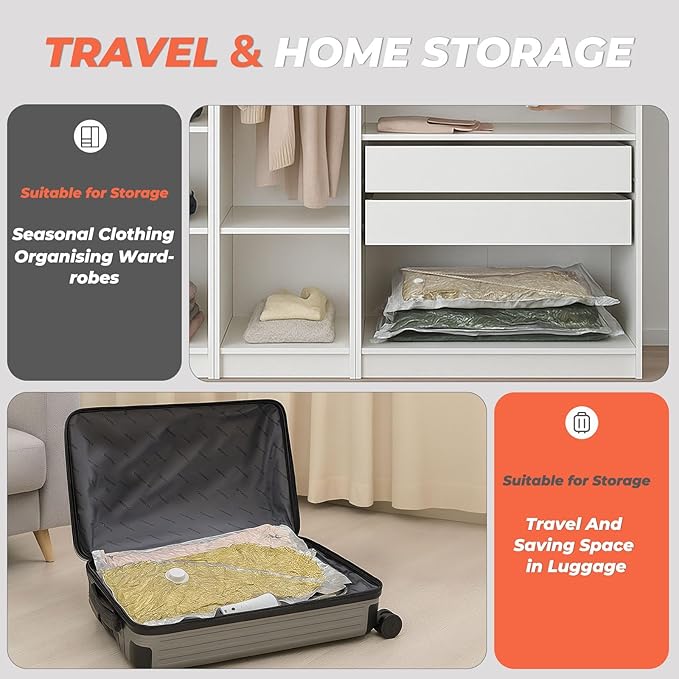 Vacbird 18 Pack Vacuum Storage Bags Set with Rechargeable Wireless Pump Large/Medium/Small Vacuum Seal Bags for Clothing Travel and Home, Compression Packing for Comforters, Blankets and Bedding