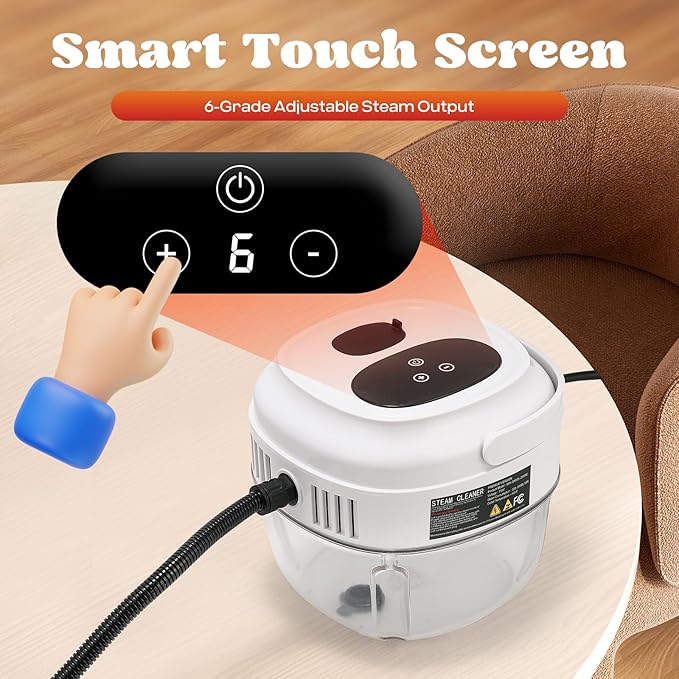 Moongiantgo Handheld Steam Cleaner 2500W High Pressure 1.5L Steamer for Cleaning, Portable Steam Cleaner for Home Kitchen Bathroom, Steam Cleaner for Car Detailing Grout Tile (White)