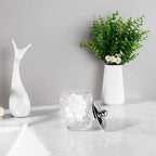 Clear Transparent Apothecary Floral Embossed Glass Jar With Silver/Chrome Metal Lid Cover for Bathroom Organization, Cotton Balls, Q Tips, and Small Accessories, Bathroom Storage