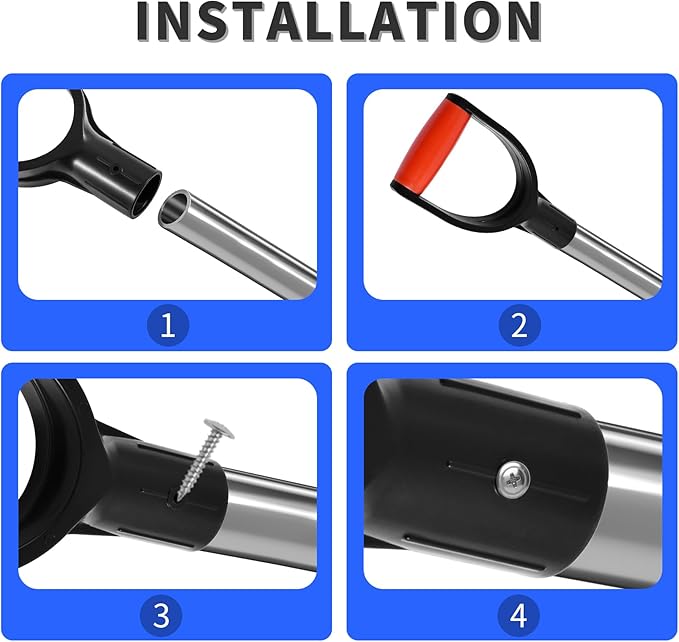 ID 1.26" Red & Black Shovel D-Shaped Grip Handle,PVC Shovel D Straight Grip Handle,Plastic Spade Replacement Snow Removal Garden Accessorie Backyard Digging,7.6×4.13-in(H*T)