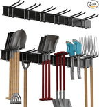 Garage Tool Rack Wall Mount – 48 inches Heavy-Duty Garden Tool Holder with 6 Adjustable Hanging Hooks – Garage Wall Storage Organizer for Shovel, Rake – Max Load 540 lbs (48 inch)
