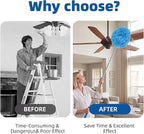 Ceiling Fan Cleaner Duster - Reusable Microfiber Ceiling Fan Blade Cleaner, Long Handle, Dust-Locking, Reusable, Bendable Head Attachment with Soft Grip for Ceiling Fan & High Furniture Surfaces