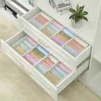 Qozary 3 Pack Sock Underwear Drawer Organizer Dividers, Non-Woven Fabric Collapsible Cabinet Closet Storage Boxes for Clothes, Socks, Lingerie, Underwear, Tie, Belt, Baby, Bedroom (White, 6 Cells)
