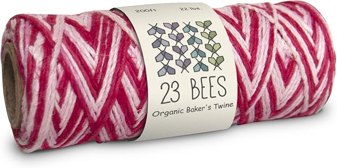 100% Organic Hemp Cord | 23 Bees 200ft x 22 lbs. Test 0.7mm Dia. (Red and White)