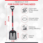 Sand Sifter Shovel - Soil Sifter for Beach, Gardening, Cat Litter, Chicken Coop Scooper and Metal Detecting - Durable Metal Mesh Scoop with Ergonomic Handle Double Grip