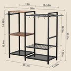 Garden Garage Tool Organizer - with 3-tier Shelves, Yard Tool Organizer for Garage with 4 Hooks, Heavy duty Steel Garden Tool Rack Holds up to 48 Long Handled Yard tools for Storage