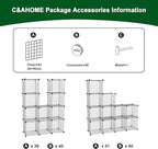 C&AHOME Wire Cube Storage, 12 - Cube Organizer Metal C Grids, Modular Shelves Units, Closet Organizer, Ideal for Home, Office, Living Room, 36.6”L x 12.4”W 48.4”H, Silver Gray UWCS3012G