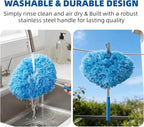 Ceiling Fan Cleaner Duster - Reusable Microfiber Ceiling Fan Blade Cleaner, Long Handle, Dust-Locking, Reusable, Bendable Head Attachment with Soft Grip for Ceiling Fan & High Furniture Surfaces