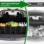 SpaceWhisper Reusable Grocery Bags with Long Handles [3 Pack] - Multipurpose Shopping Bags for Groceries, Foldable Grocery Totes Resist Water & Stains for Kitchen, Car Trunk, Picnic (Black)