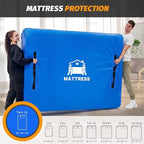 Mattress Bags for Moving, BETU Mattress Protector Waterproof Mattress Cover Twin XL Size Storage Bags with 8 Heavy-Duty Handles and Zipper for College Bed Extra Thick Large(82"x42"x15" Blue)