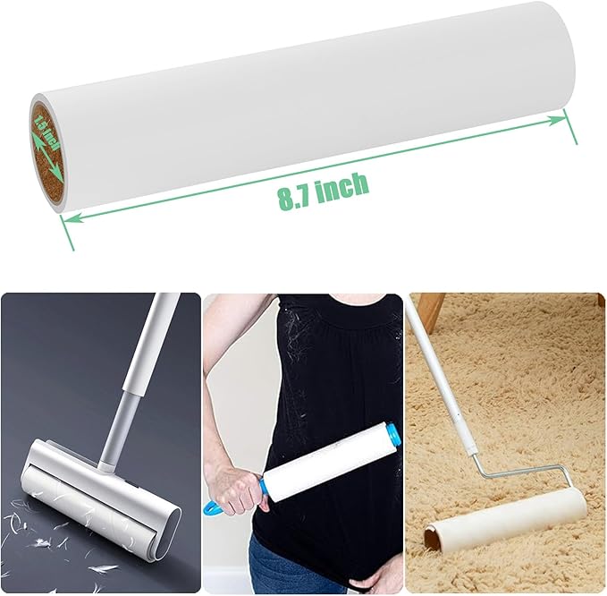 8.7 inch Lint Roller Refills Only, Compatible with Mammoth Lint Roller, Extra Large Sticky Roller Refill 5 Rolls, 60 Sheets per Roll, Total 300 Sheets, Perfect for Pets (8.7'' Wide)