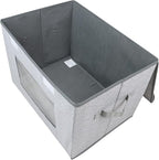 Univivi [4-Pack Fabric Storage Boxes Collapsible Storage Bins with Lids and Handles Cube Organizer Basket for Home, Closet, Bedroom (Gray, 14.4''x10''x8.3'')