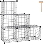C&AHOME Wire Cube Storage, 6 - Cube Organizer Metal C Grids, Modular Shelves Units, Closet Organizer, Ideal for Home, Office, Living Room, 36.6”L x 12.4”W 36.6”H, Silver Gray UWCS3006G