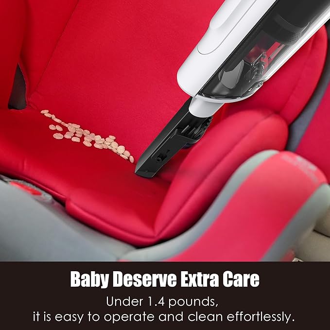 Handheld Vacuum Cordless, Lightweight 1.4lb with Powerful Suction, Charging Dock, Single Touch Empty and Detachable Dust Cup (Creamy White)