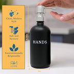 Black Glass Hand and Dish Soap Dispenser Set - Modern Farmhouse Sink Accessories - 16 oz Kitchen Sink Set With Tray, Stainless Pumps & Funnel