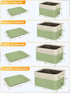 BALEINE 4 Pack Fabric Storage Bins for Shelves, Linen Storage Baskets for Organizing, Decorative Closet Bins for Clothes, Home (Green, 12"x8"x8")