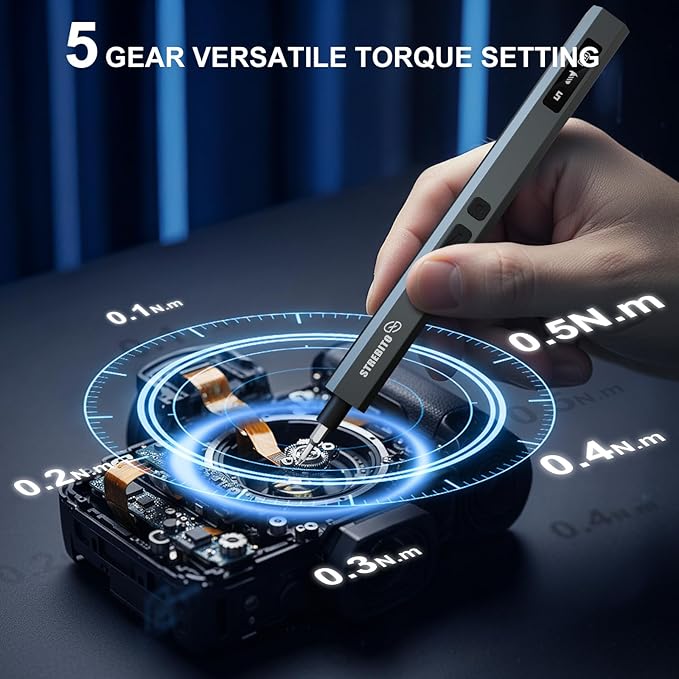 STREBITO Mini Electric Screwdriver Upgraded 155 in 1 Electric Precision Screwdriver Set with 140 S2 Steel Magnetic Bits, 5 Torque Settings, Electronics Repair Tool Kit for Computer, PC, Laptop, Phone