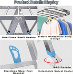 Heavy Duty Clothes Drying Rack Foldable with Brake Wheels,75''Extra-Thick Metal Frame, 26 Rods Commercial-Grade Large Capacity,No Assembly Required, Adjustable Height for Indoor Outdoor Use