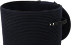 Cottonphant Extra Large Cotton Rope Storage Basket with Lid and Zipper, Versatile Laundry Hamper and Cloth Bin for Clothes, Towels, Blankets, Living Room Organization (All Deep Blue, 16"x20")