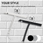 Upgrade Design Shower Squeegee with Hook, 11 inch Stainless Steel Core Glass Wiper, Multi-Purpose Glass Silicone Rubber Household Squeegees for Glass and Ceramic Doors Windows, Rounded Black